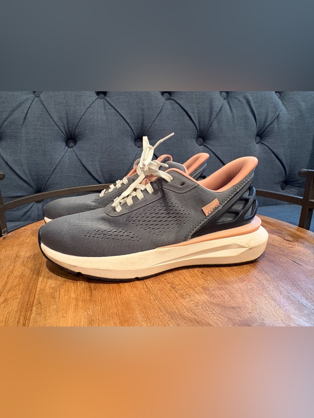 Women's Gray and Peach Cushioned Sneakers